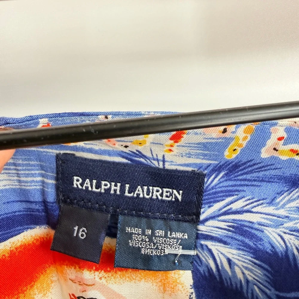 Ralph Lauren NWT Skirt Blue 16 Hawaiian Tropical Hula Girl Mini Novelty Print - Picture 3 of 6